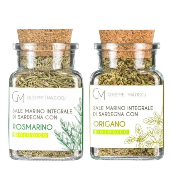 Ongeraffineerd Zeezout uit Sardinië met Biologische rozemarijn en oregano (110g)