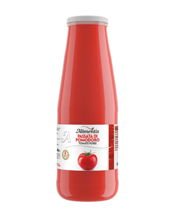 Koop onze Italiaanse tomatenpassata van 700 gram, perfect voor pastasauzen, soepen en pizza. Gemaakt van verse tomaten met een zoete, natuurlijke smaak. Geleverd in een glazen fles voor optimale versheid en smaak.