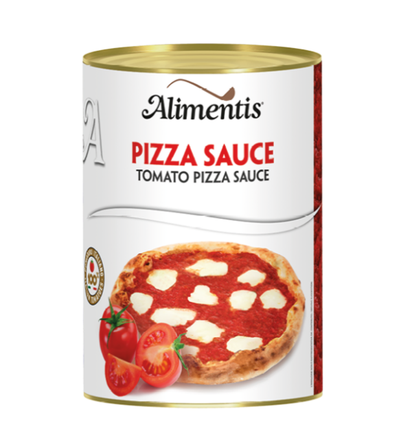 Pizzasaus gearomatiseerd in een blik van 4100gram. Merk ALimentis